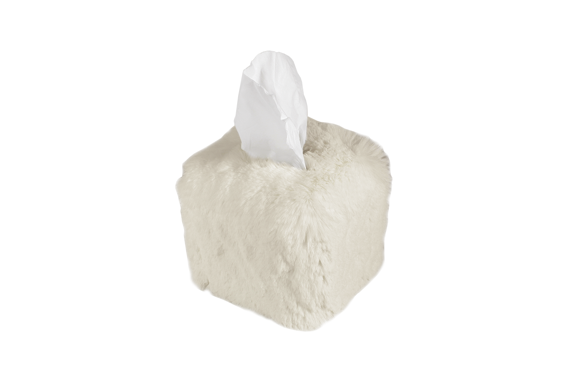 Faux fur tissue box cover - Square