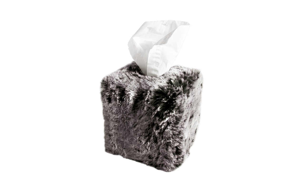 Faux fur tissue box cover - Square