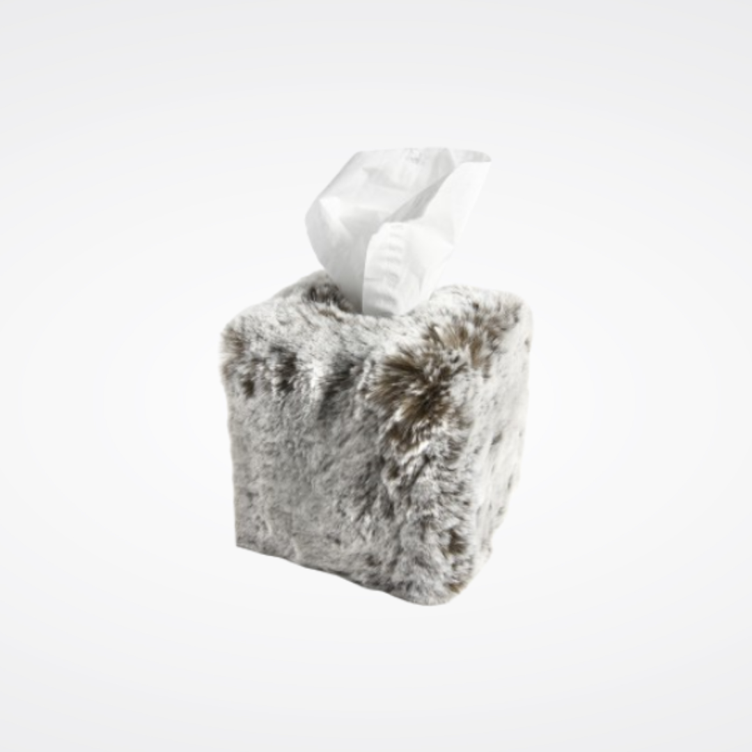 Faux fur tissue box cover - Square