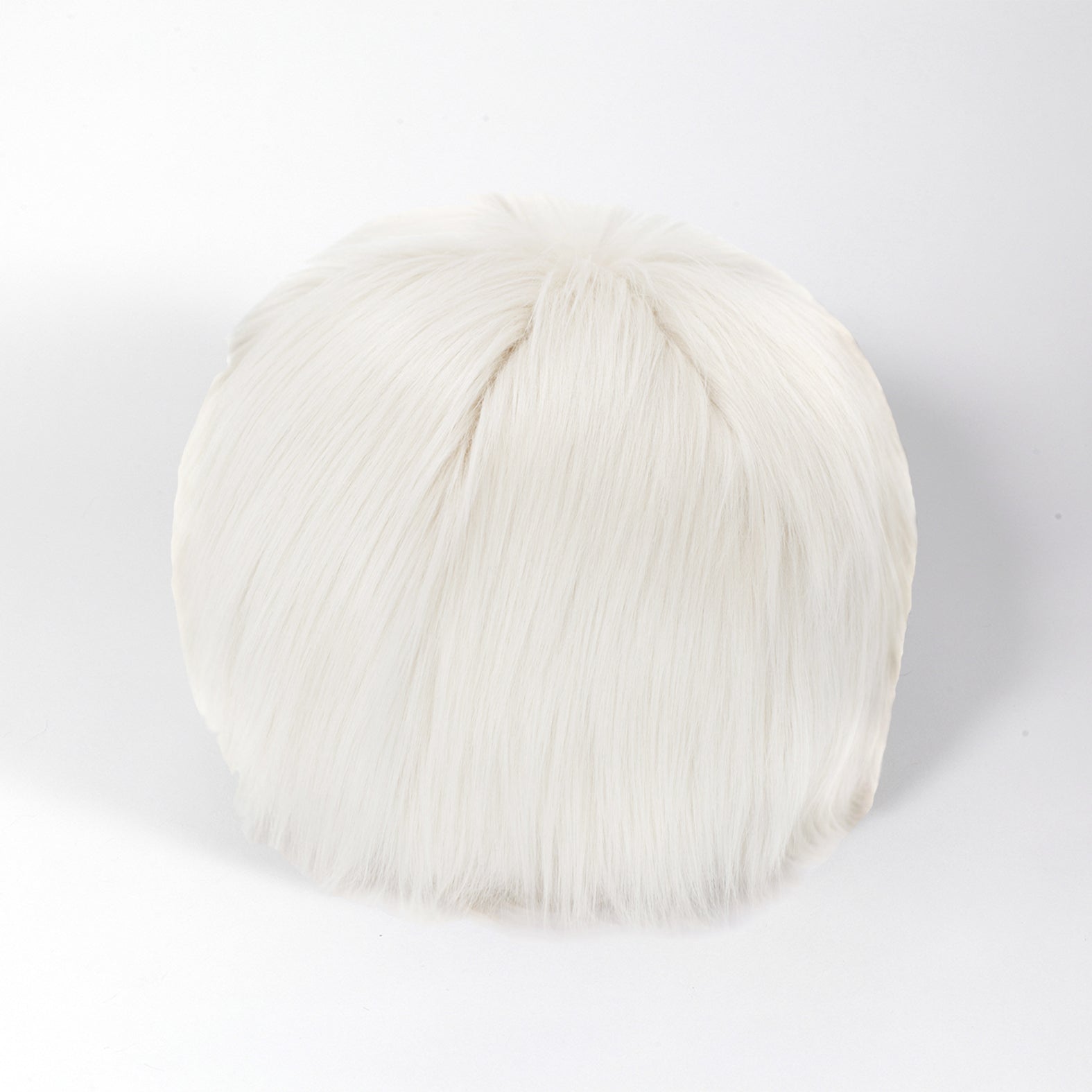 Coussin rond Snowball en fausse fourrure couleur himalaya ivoire Maison Prélonge