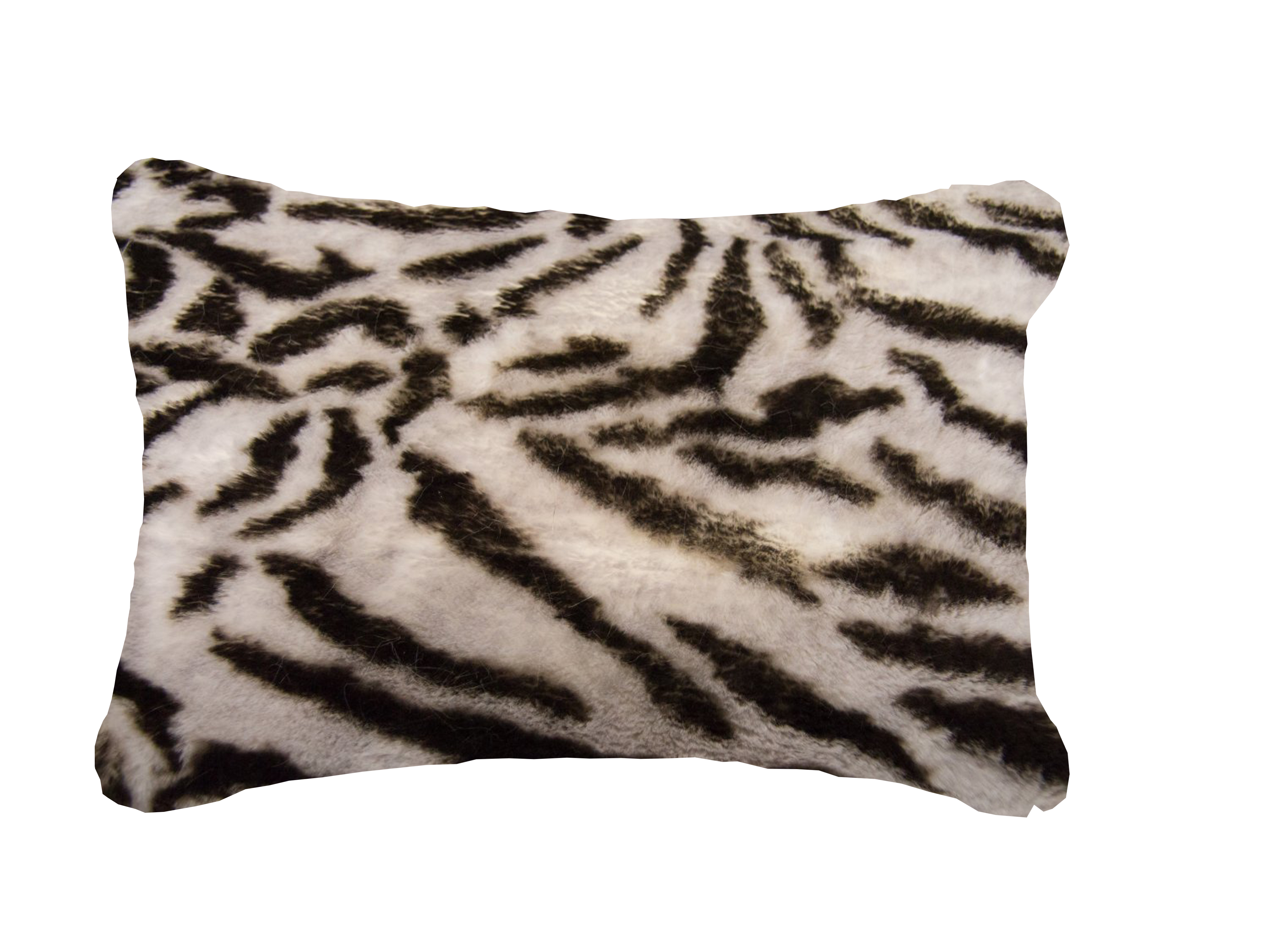 Coussin rectangle en fausse fourrure tigre blanc Maison Prélonge