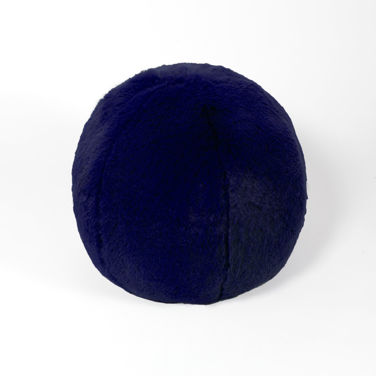 Coussin rond Snowball en fausse fourrure couleur bleu marine Maison Prélonge